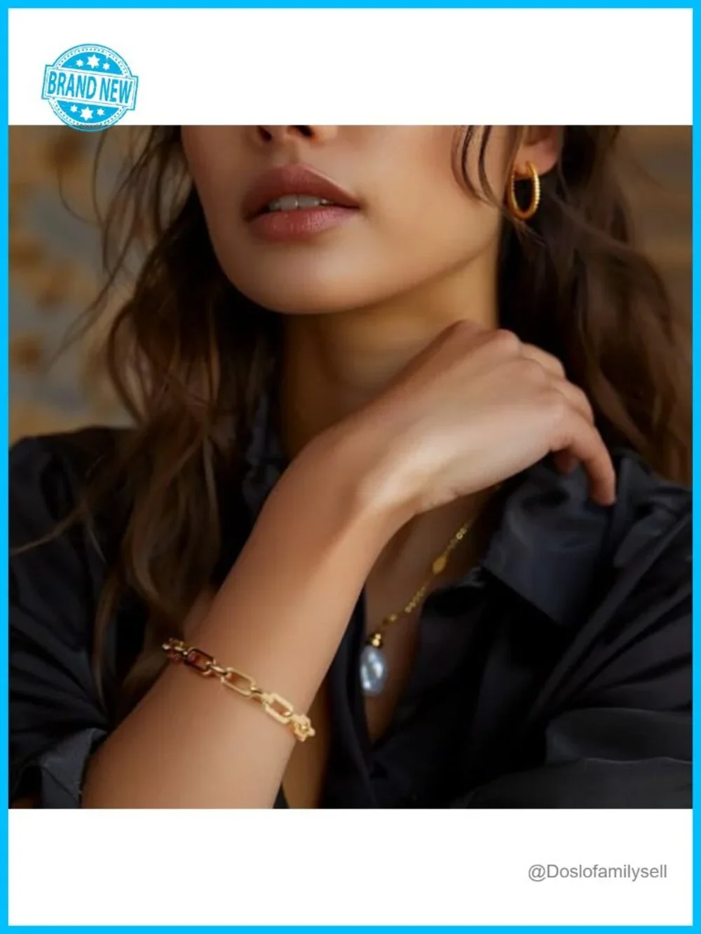 14K Gold Plated Paperclip Link Chain Bracelet Unisex Hypoallergenic Lobster
